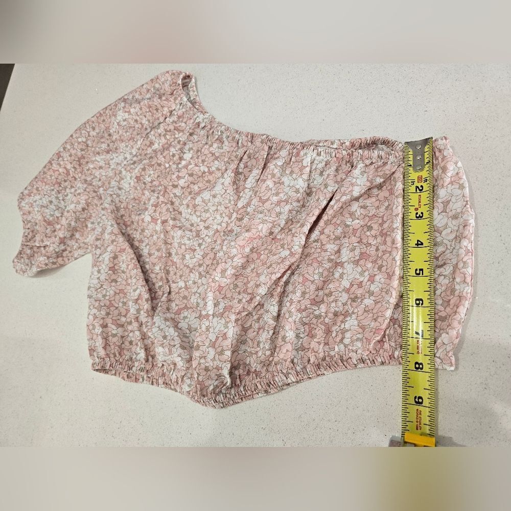 NEW- Banana Republic Pink Floral One-Shoulder Blouse - Picture 5 of 12